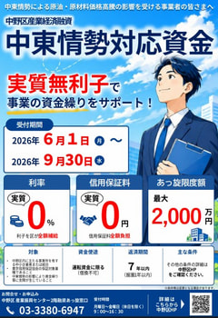 中野区「中東情勢対応資金」のご案内